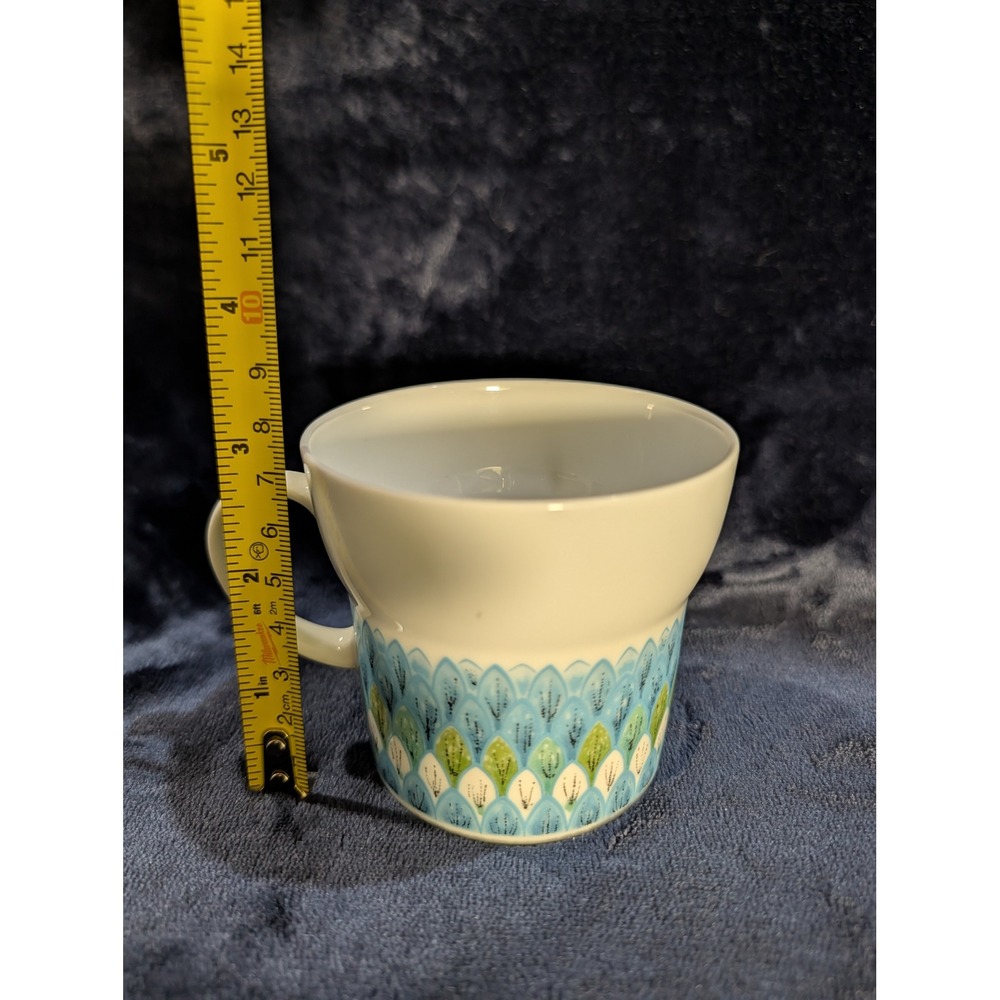 Noritake Younger Image Bahama Coffee Cups Saucers Set of 2 Blue Green Floral MCM - Picture 9 of 10
